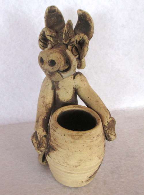 Interesting, Hand made raw Clay Warthog Figurene.  140 mm high.