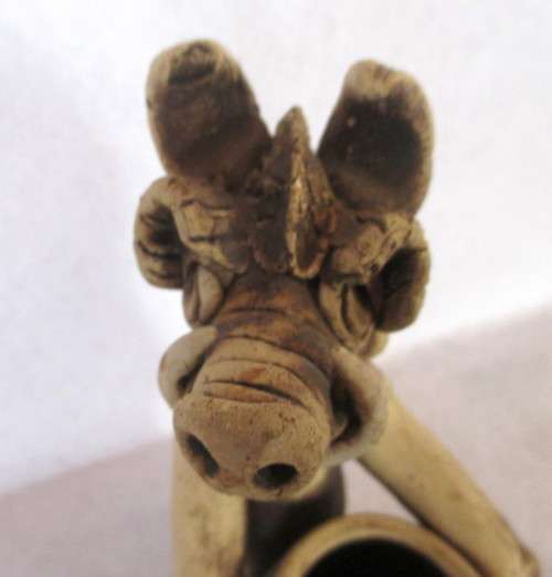 Interesting, Hand made raw Clay Warthog Figurene.  140 mm high.