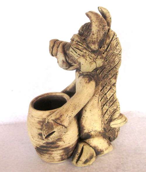Interesting, Hand made raw Clay Warthog Figurene.  140 mm high.
