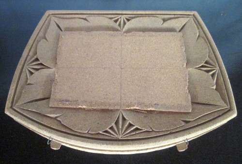 Vntge Chinese/Japanese Cork 3D Jewelry Box Blue Silk Lined. Top disply and latshes gone. 21x6cm.