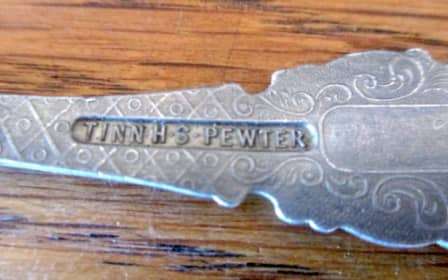 Vintage Pewter Norwegian Norge Viking, Tinn H.S Souvenir Spoon, Monogrammed. Collectors Item. 15cm.