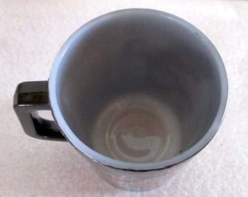 Vintage Pisces Zodiac Mug Black and Gold Federal Glass Horoscope Astrology.