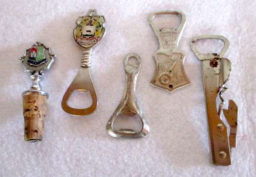 Lot of 5 Bar Accessories. Openers, Wine Stopper.