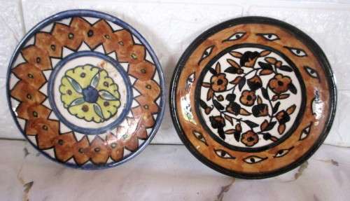 SALE R25 - Two Handpainted Ceramic Jerusalem Plates. 15cm diameter. As per Photo.