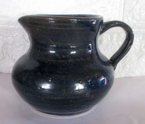 Vintage Dark Blue Ceramic Milk Jug. 100mm high.