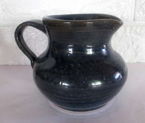 Vintage Dark Blue Ceramic Milk Jug. 100mm high.