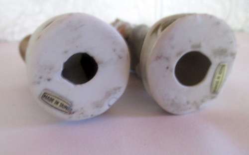 Two Vintage Unglazed Porcelain Old Men Figurines. Taiwan. 110mm high. Spotless.