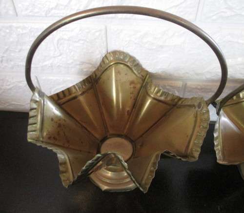 Lot of Two Brass Flower Baskets. 23 cm high.