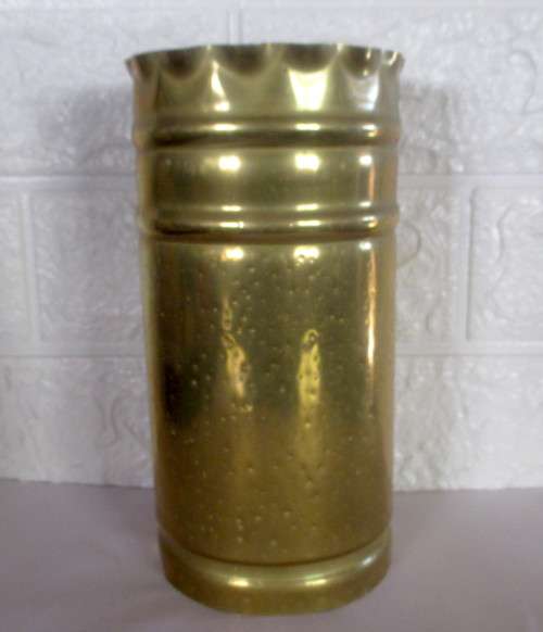 Hammered Brass Cylinder Vase/Planter. 200mm high.