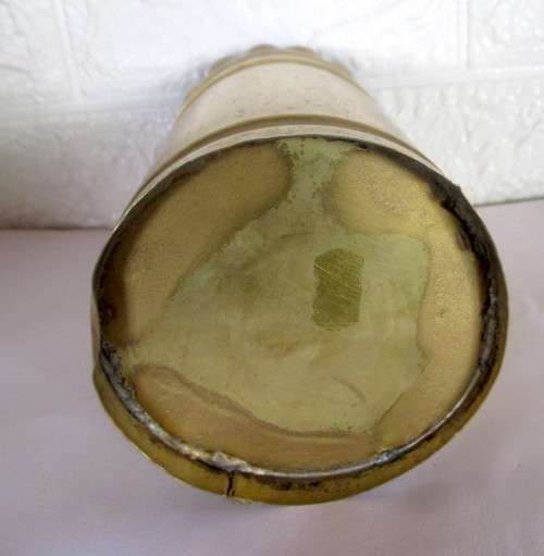 Hammered Brass Cylinder Vase/Planter. 200mm high.