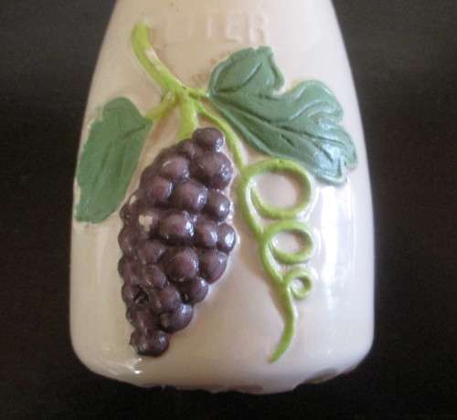 Vintage Ceramic Grape/Leaves Detail Wine Decanter Carafe. 1liter, 23 cm high.