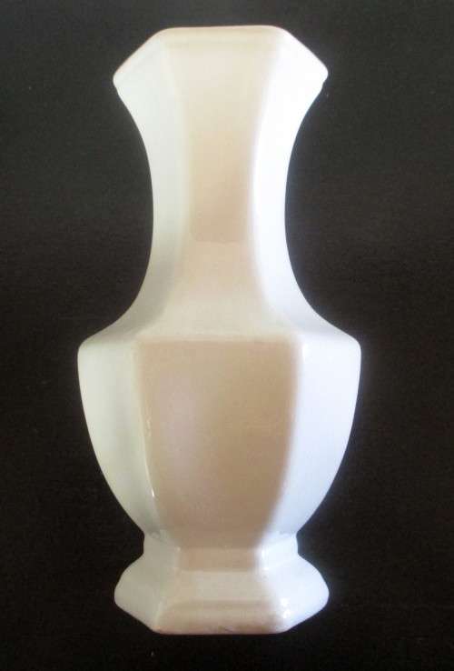 Vintage Ceramic Hexagon Flower Vase. 23cm high.