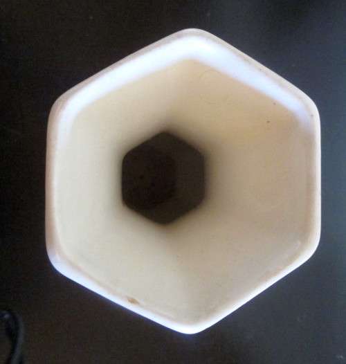 Vintage Ceramic Hexagon Flower Vase. 23cm high.