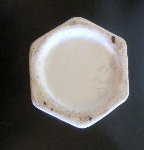 Vintage Ceramic Hexagon Flower Vase. 23cm high.