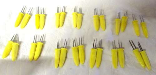 Vintage - 28 pieces (14 pairs) x Corn on the Cob Skewers / Holders - unused items.