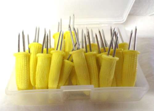 Vintage - 28 pieces (14 pairs) x Corn on the Cob Skewers / Holders - unused items.