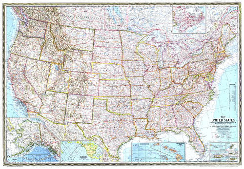 1968 United States Map. National Geographic Society.