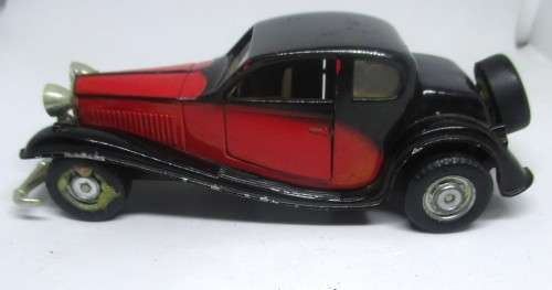 1930 Bugatti Toy Car - T50 Black Red with working doors rubber tires 1/43 scale