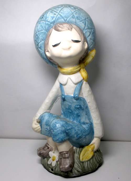 Cute Porcelain Garden helper figurine. 220mm high. No chips or cracks.