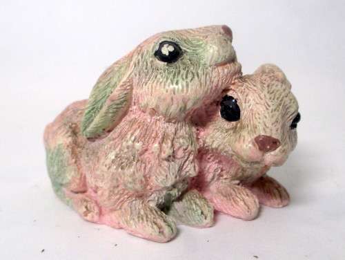 Pair of Cute Resin Bunnies. 50 x 45 mm