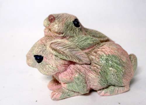 Pair of Cute Resin Bunnies. 50 x 45 mm