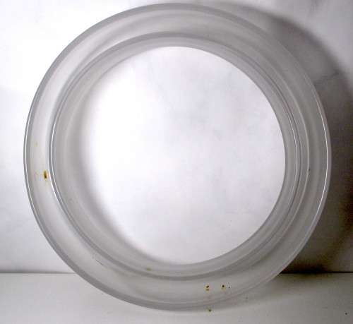 Shallow Circular Flower Vase, Flower Ring. Froster Glass. 220 mm x 50mm.