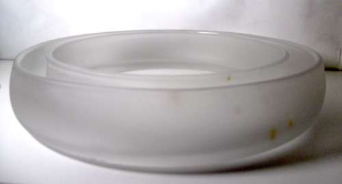 Shallow Circular Flower Vase, Flower Ring. Froster Glass. 220 mm x 50mm.