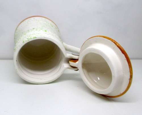 Vintage Mini Porcelain Beer Tankard with Porcelain lid, handpainted. 115mm high. No chips or Cracks.