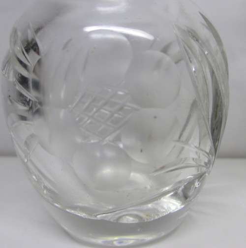 Two Pretty `Rose-Cut` Crystal Bud Vases. No Chips. 85mm high.