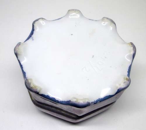 Vintage Limoge France porcelain trinket dish, Flow Purple with gold trimmings. 80mm