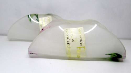 Two Napkin Holders. Made in Italy by Remius, valentino piu. Stunning, with delicate flower pattern.