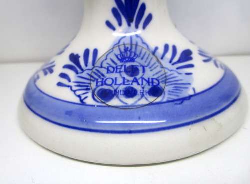 Vintage Hand Painted Delft Holland Candle Stick. 170mm high. No Chips or cracks.