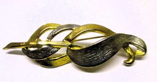 Vintage Silver and gold color Brooch. 60mm.