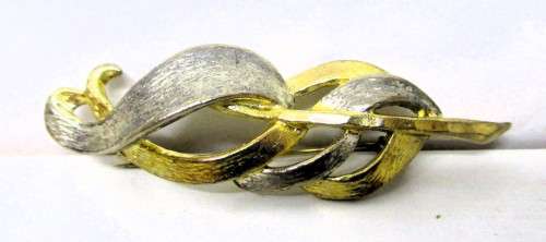 Vintage Silver and gold color Brooch. 60mm.