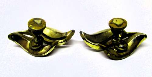 Vintage Gold Color with rich Burnt Orange Screw on Earrings. 25mm