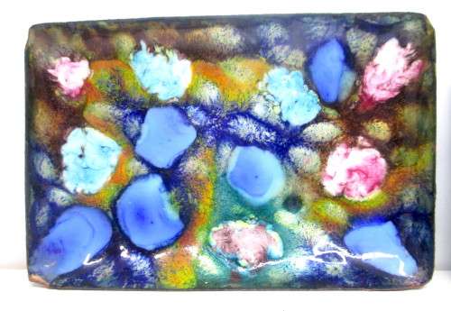 Two Lovey Vibrant Color Vintage Enamel Over Metal Trinket Dishes. 150x100mm and 120x90mm.