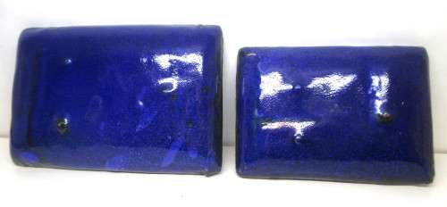 Two Lovey Vibrant Color Vintage Enamel Over Metal Trinket Dishes. 150x100mm and 120x90mm.