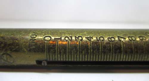 Vintage Brass tube Salter Spring scale to weigh up to 50 Troy oz. 320mm long with hook.