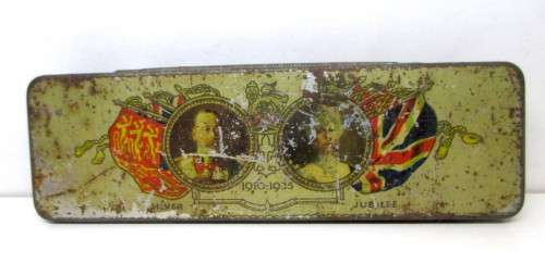 (1910 - 1935) World War 1 Silver Jubilee Cadbury Chocolate Tin Box.  145x45x15mm.