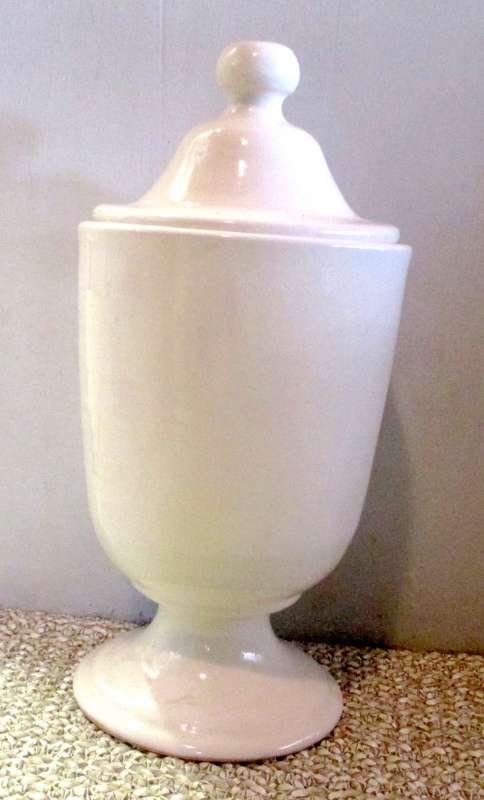 Vintage Apothecary Verbascum Thapsus L. Ceramic jar in French Provence Style. 260mm high.