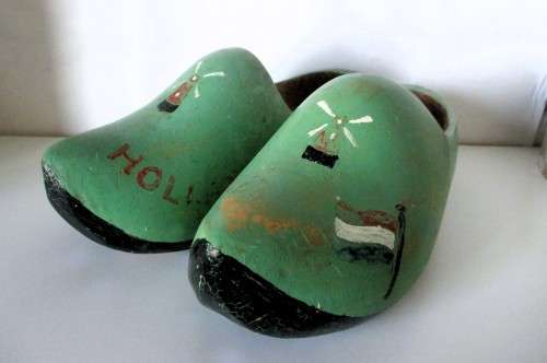 1940`s Holland, Vintage Wooden Shoes/ Clogs, Hand Painted. 230mm long. Original.