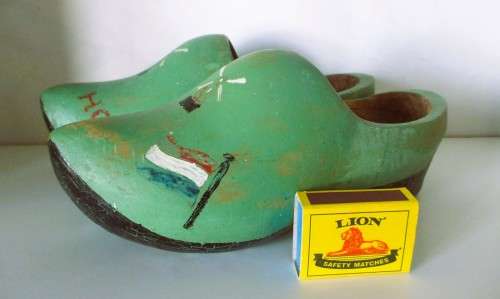 1940`s Holland, Vintage Wooden Shoes/ Clogs, Hand Painted. 230mm long. Original.