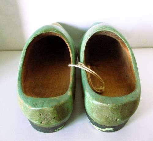 1940`s Holland, Vintage Wooden Shoes/ Clogs, Hand Painted. 230mm long. Original.
