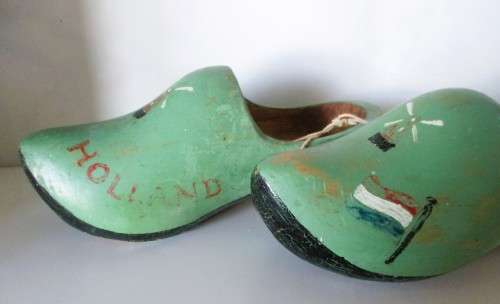 1940`s Holland, Vintage Wooden Shoes/ Clogs, Hand Painted. 230mm long. Original.