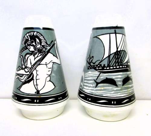 Vintage Salt and Pepper Shakers from Greece. Great Collectibles.  90mm high.