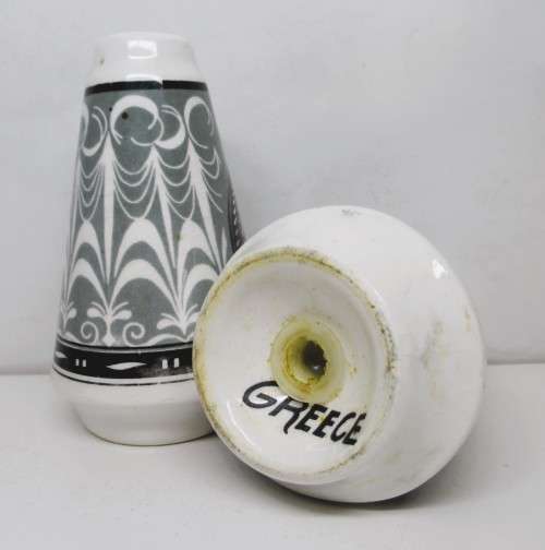 Vintage Salt and Pepper Shakers from Greece. Great Collectibles.  90mm high.
