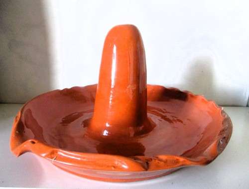 Large Ceramic Vertical Chicken Roaster. Signed `The Potter`.