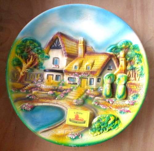 Large Vintage E W Usher Chalkware Wall Plaque - Diameter 35cm