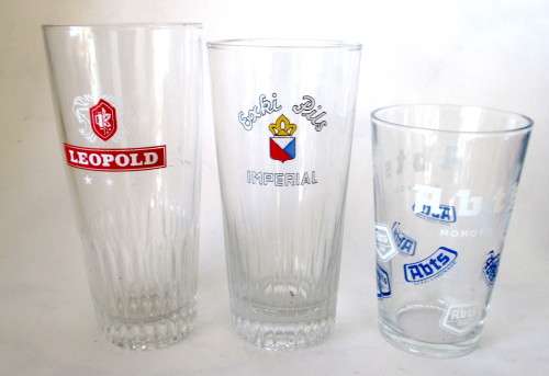 Lot of Three Branded Beer Glass.