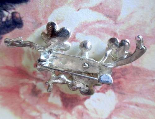 Vintage Enamel Floral Bouquet and Rhinestone Brooch 50mm.
